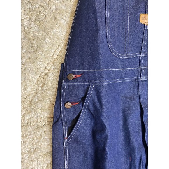 Red Kap Men's Denim Bib Overall 38x32 Blue Jeans Cargo Pockets - Picture 6 of 11